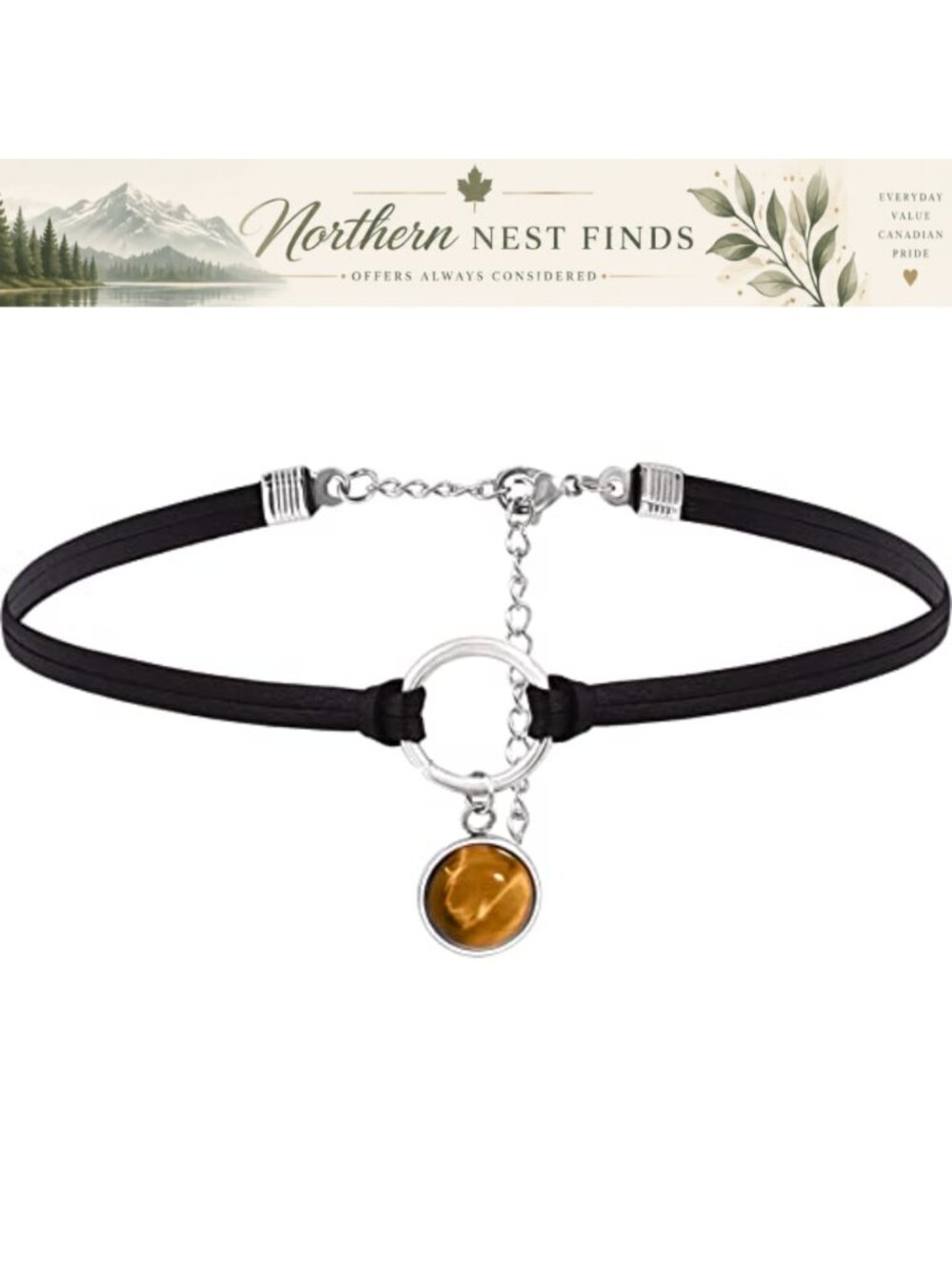 Gothic O Ring Crystal Choker Necklace Faux Leather Boho Hippie